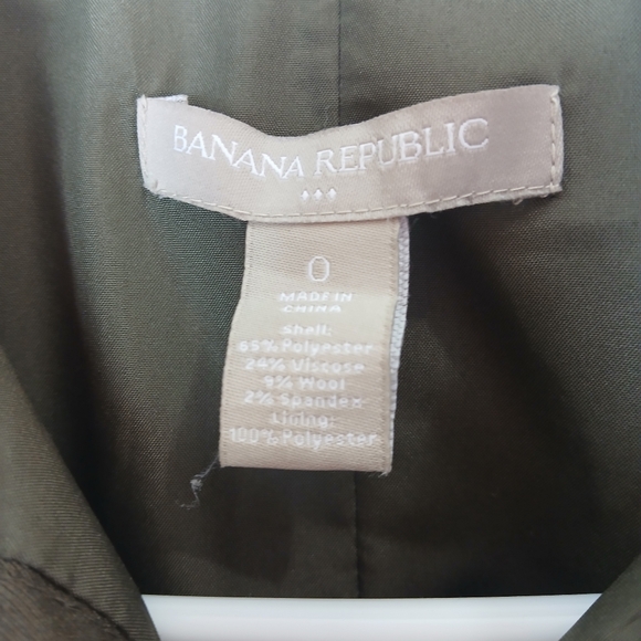 Banana Republic Like New Army Green Sleeveless button up Dress with Belt Size 0 - Picture 5 of 14